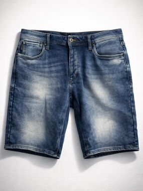 Jack & Jones Distressed Dark Blue Denim Shorts